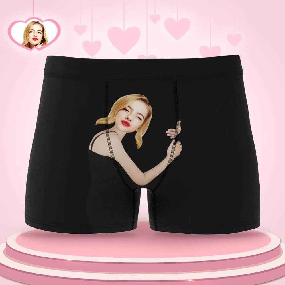 Custom Love Hug Boxer Shorts Personalized Boxers Briefs with Picture