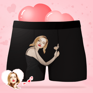 Custom Girlfriend Hugs Boxer Shorts Christmas Gift For Him
