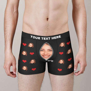 Custom Love Heart Girlfriend Face Boxer Brief Gift For Him Underwear