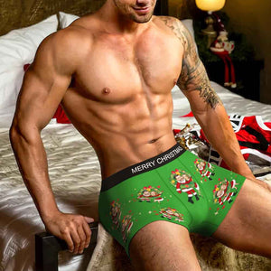 Custom Photo Boxer Face Underwear Double Santa Claus Couple Gifts Christmas Gift AR View