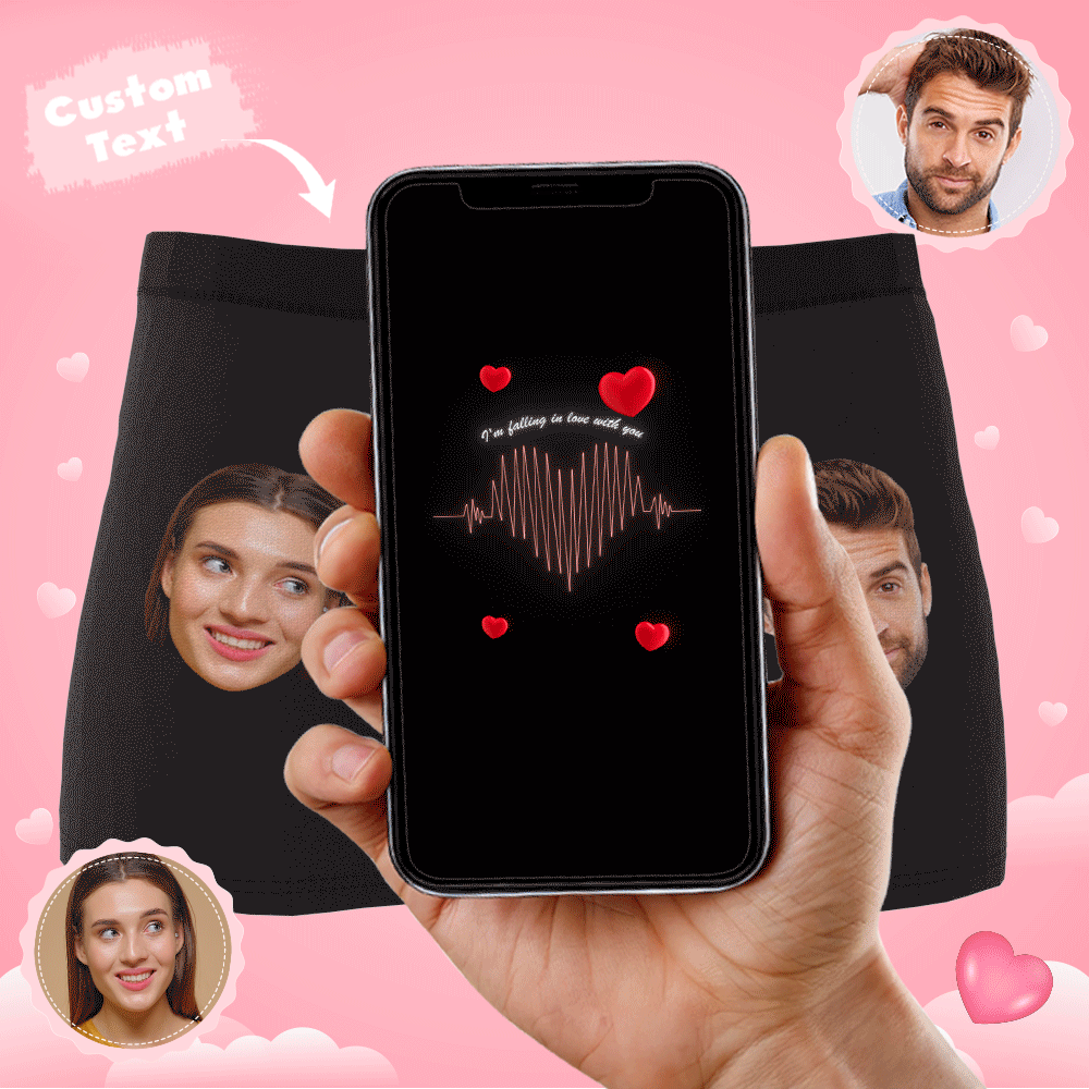 Custom Photo ECG Boxer Shorts | Personalised Gift For Him | AR Animation View