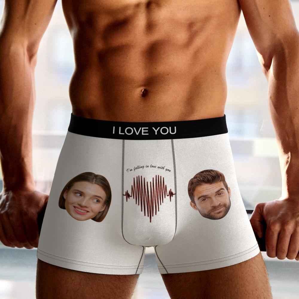 Custom Photo Boxer Electrocardiogram Underwear Men's Underwear Gift For Boyfriend AR View