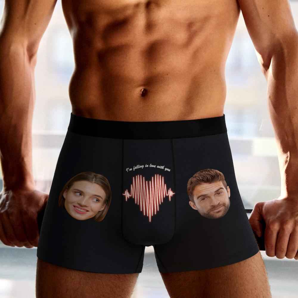 Custom Photo Boxer Electrocardiogram Underwear Men's Underwear Gift For Boyfriend AR View