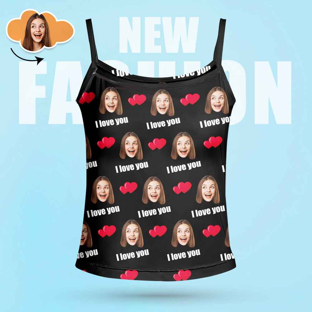 Custom Sleepwear Set With Face Customized Photo Pajamas Gifts for Her Heart & I love you