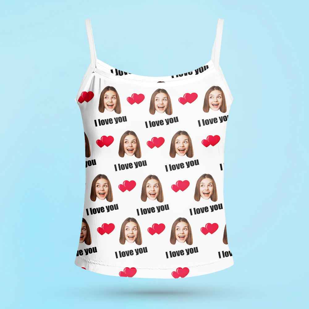Custom Sleepwear Set With Face Customized Photo Pajamas Gifts for Her Heart & I love you