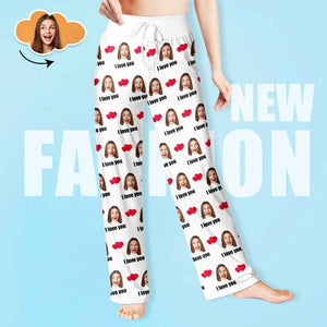 Custom Sleepwear Set With Face Customized Photo Pajamas Gifts for Her Heart & I love you