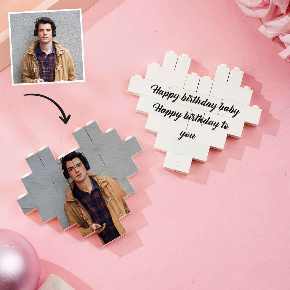 Custom Building Block Puzzle Personalized Cartoon Photo Brick Heart Toy Christmas Gifts