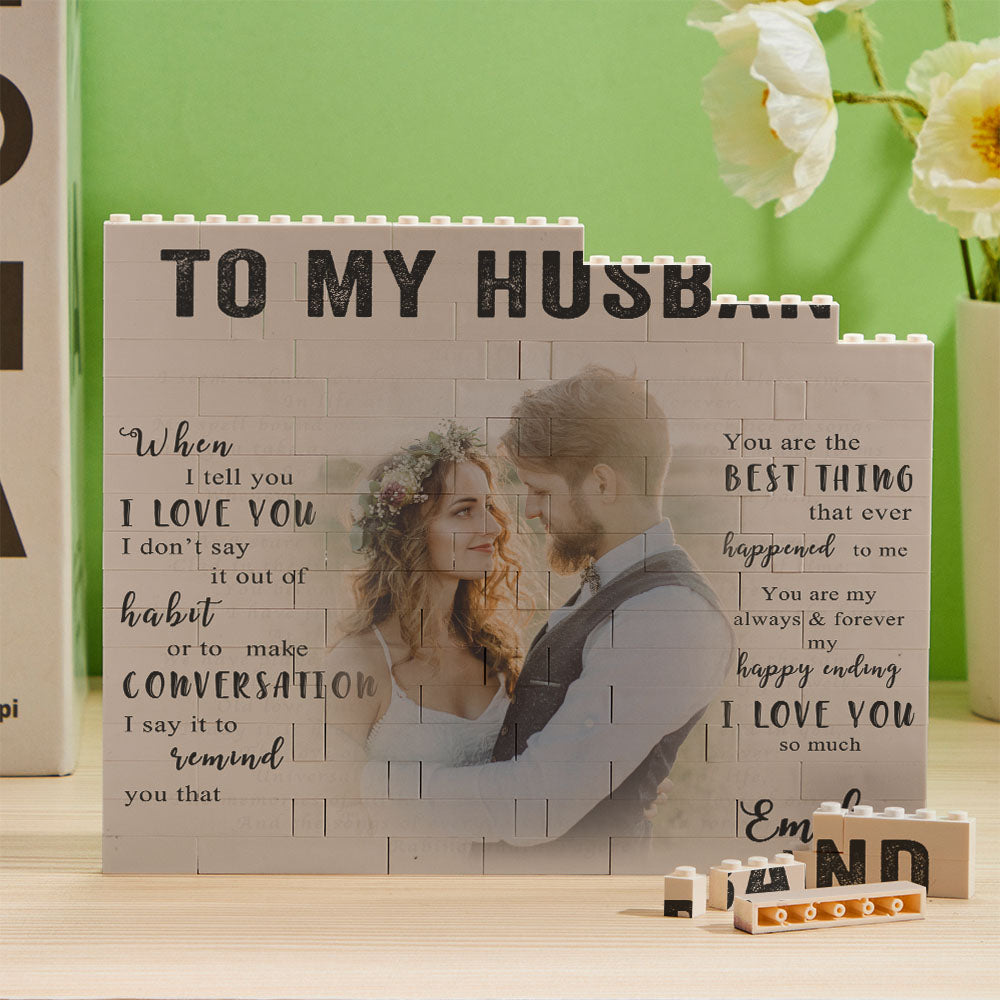 Personalised Photo Brick Puzzle | Custom Building Block Gift for Husband