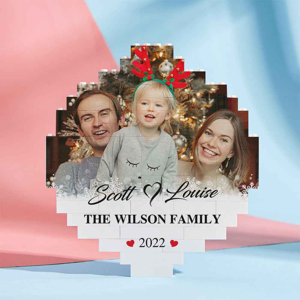 Custom Building Block Puzzle Personalised Photo Brick Names and Year Round Frame