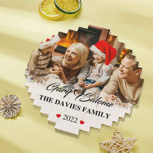 Custom Building Block Puzzle Personalised Photo Brick Names and Year Round Frame