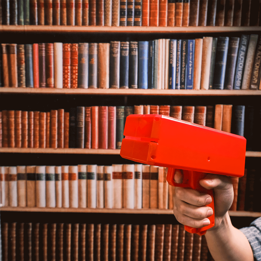 Money Shooter Toy Gun with 100 PCS Prop Cash for Parties | Fun Cannon Style Blaster