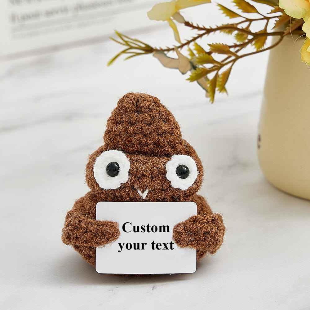 Funny Crochet Poo Plushy Custom Text Tiny Crochet Poo Desk Decor Gifts