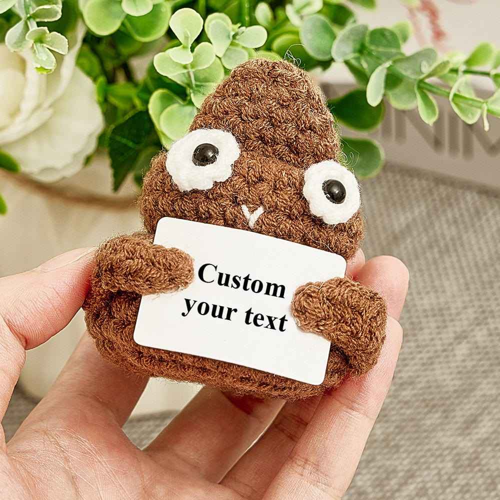 Funny Crochet Poo Plushy Custom Text Tiny Crochet Poo Desk Decor Gifts