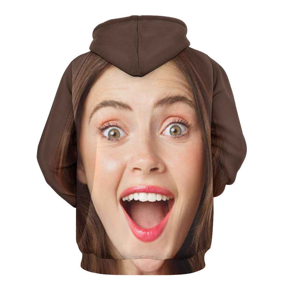 Personalized Funny Big Face Loose Hoodie Top Custom Unisex Sweatshirt
