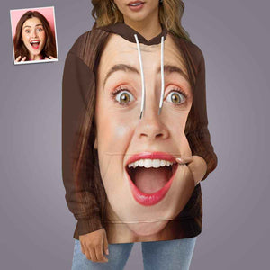 Personalized Funny Big Face Loose Hoodie Top Custom Unisex Sweatshirt