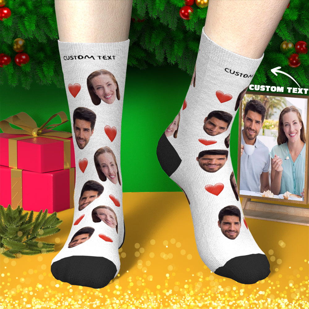 Custom Face Socks With Heart | Personalised Photo Socks For Men & Women