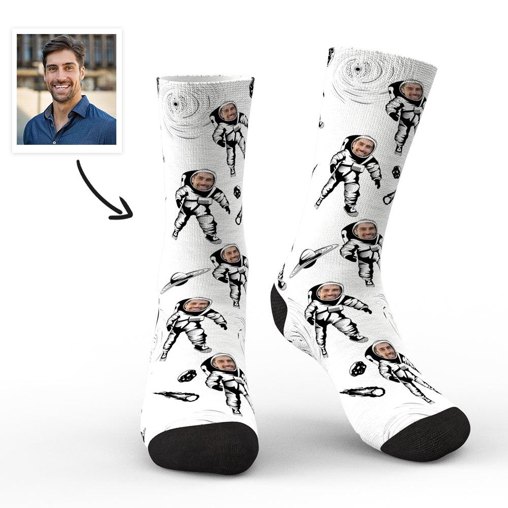 Personalised Astronaut Socks with Custom Face - Unique Photo Socks Gift