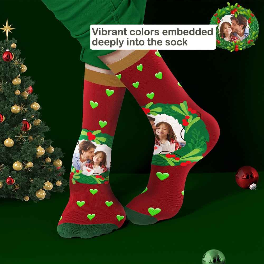 Custom Socks With Mistletoe and Heart Christmas Gifts for Family