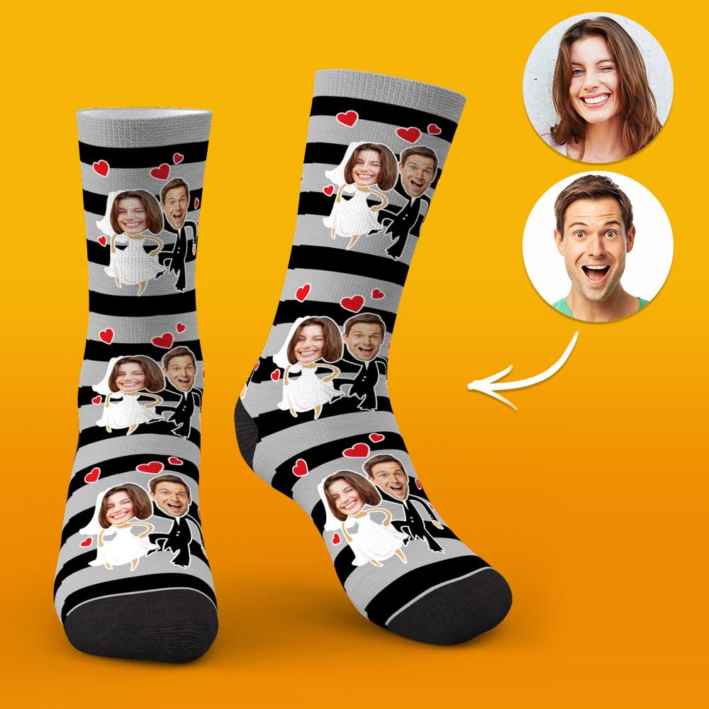 Custom Face Photo Socks | Personalised Couple Wedding Gift | UK & AU