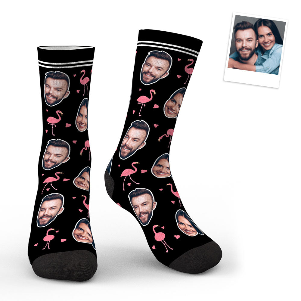 Personalised Face & Swan Flamingo Custom Socks - Unique Photo Gift