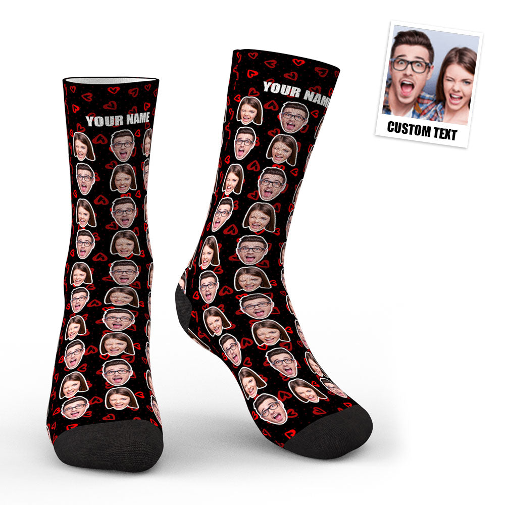 Personalised Photo Socks - Custom Two Faces Design | Colourful Gift
