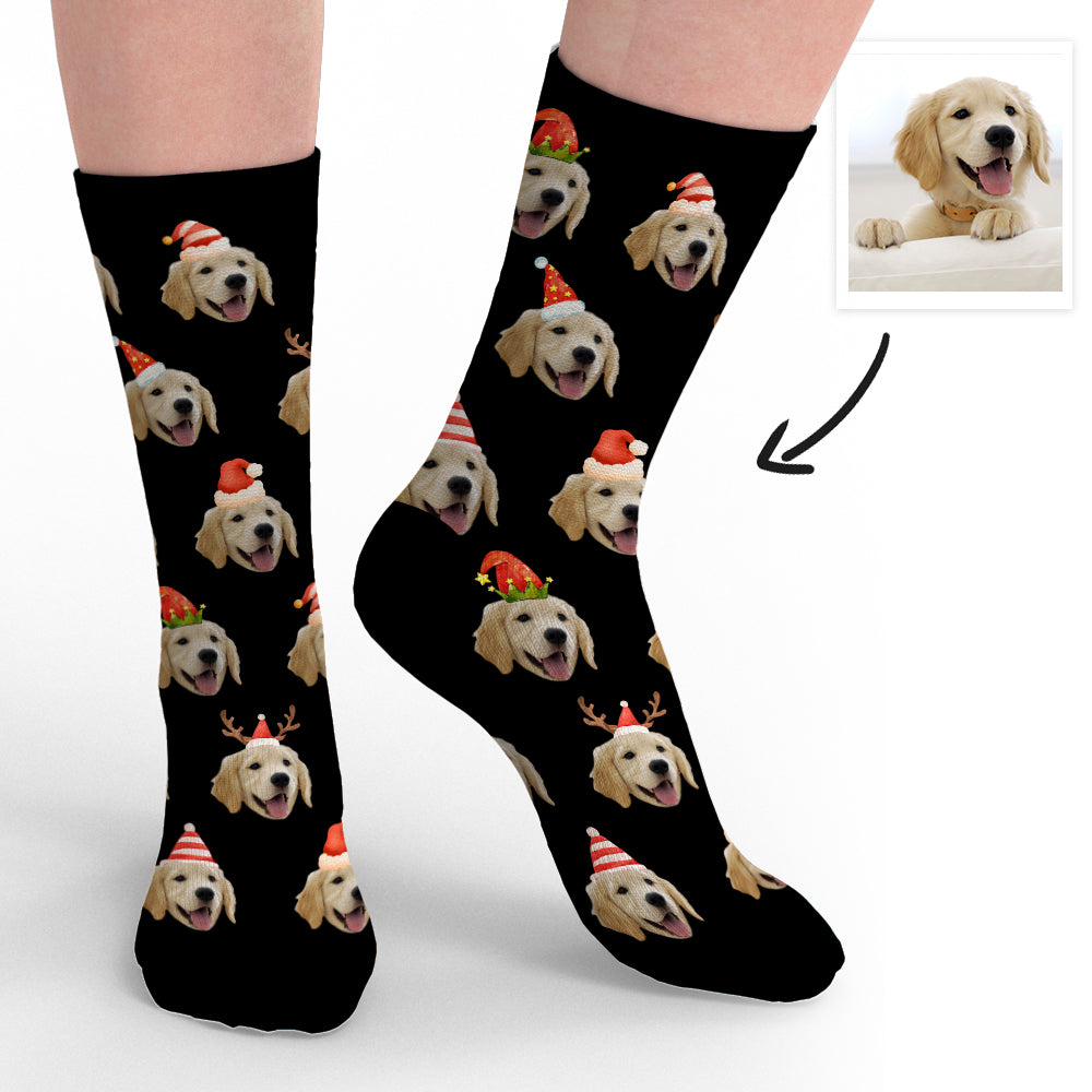 Custom Pet Face Christmas Socks - Personalised Photo Socks For Pets