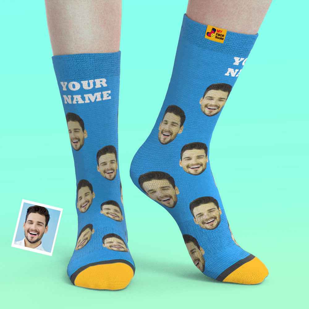 Custom Socks My Face Socks Add Pictures and Name - Colorful