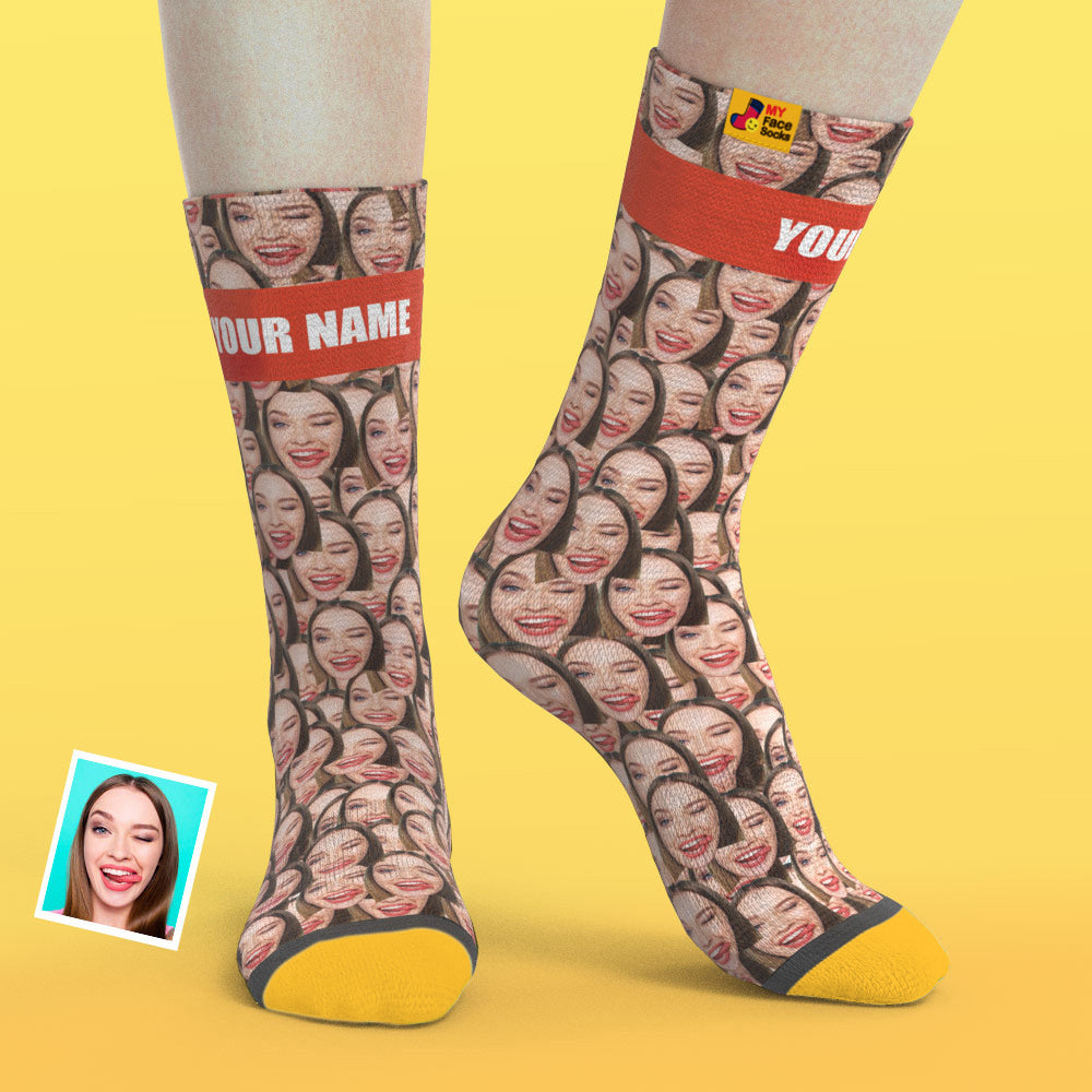 Personalised Photo Socks with Face & Name | Custom Printed Socks UK Gift