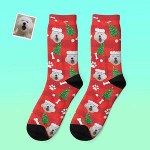 Custom Photo Thick Socks Santa Hat Christmas Pet Gifts