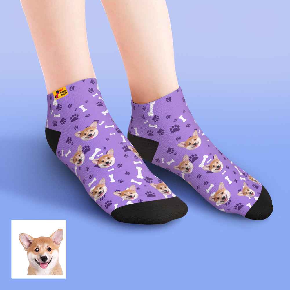 Custom Face Low Cut Ankle Socks with Dog Gift for Pet Lover