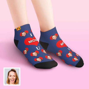 Custom Face Low Cut Ankle Socks – A Heartfelt "I Love U Mom" Gift for Every Occasion
