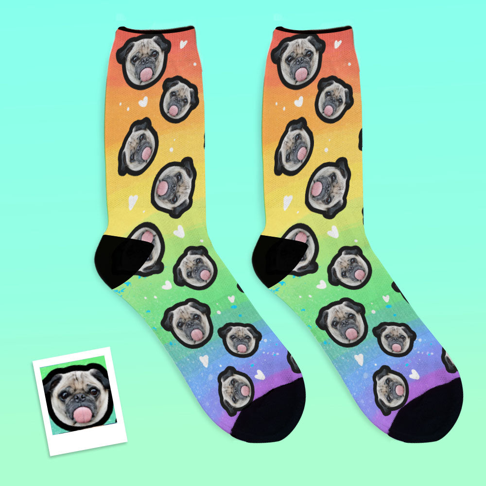 Custom Face Rainbow Socks - Personalised Photo Print Socks