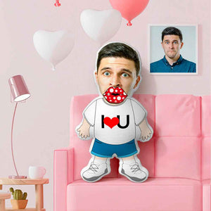 Personalized I LOVE U Minime Pillow Custom Face Pillow with Body