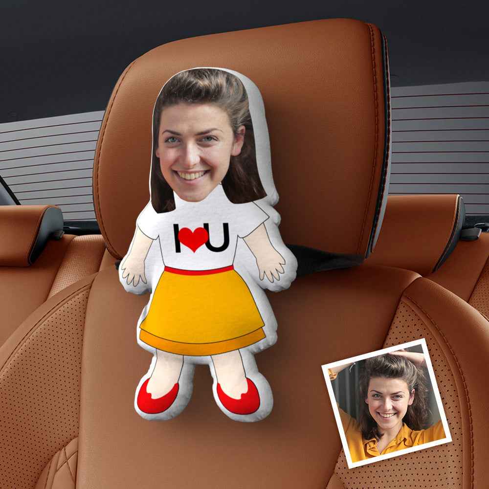Personalized  Face Car Seat Pillow  I LOVE U Customized Soft Face Pillow For Car and Chair