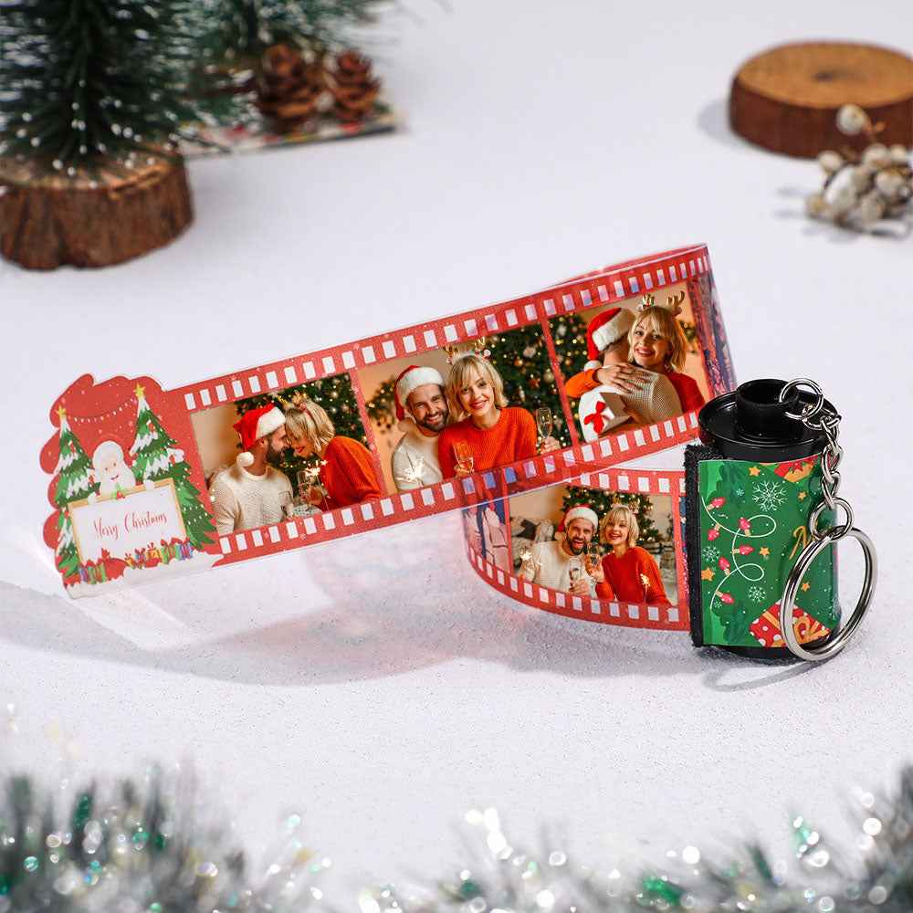 Custom Photo Film Keychain Merry Chrismas Gift for Couple