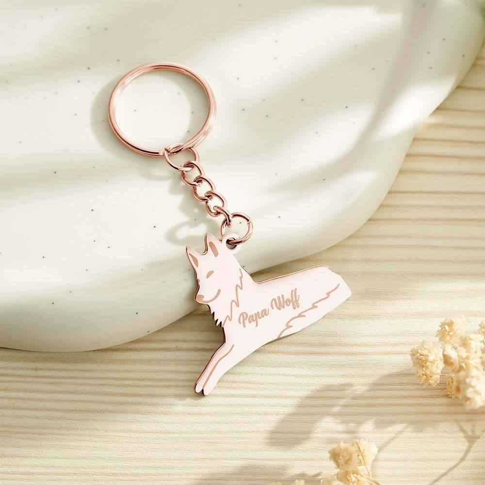 Personalized Wolf Keychain with Engraved Family Names Gift for Family
