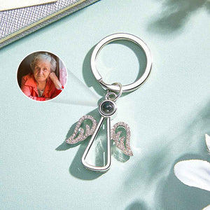 Personalized Angel Photo Keychain Projection Gem Ornament Memorial Gifts For Her