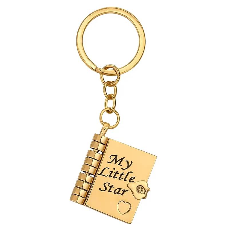 Personalised 'My Little Star' Book Locket Keychain - Engraved Message Gift for Daughter