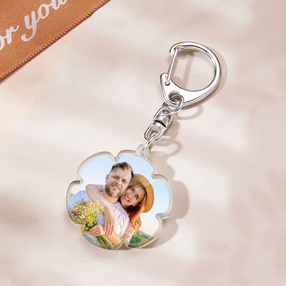 Custom Photo Flower-shaped Keychain Personalized Petal Acrylic Pendant Gifts for Girls