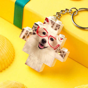 Personalised Photo Keychain Building Bricks Block Keychain Diamond Shape