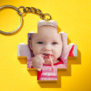 Personalised Photo Keychain Building Bricks Block Keychain Diamond Shape