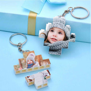Personalised Photo Keychain Building Bricks Block Keychain Diamond Shape