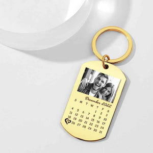 Custom Black Filter Classic Photo Calendar Keychain Unique Design Gift For Him