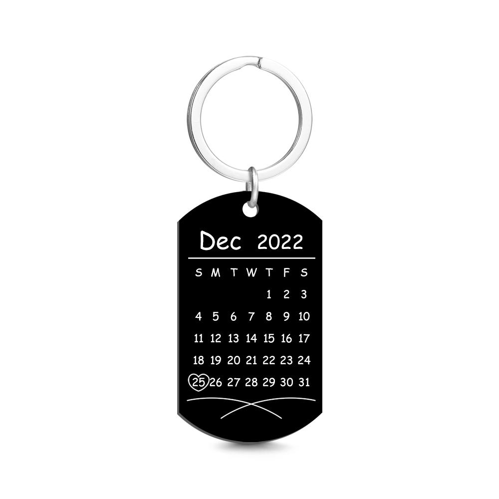 Personalised Photo Calendar Keychain - Custom Date Gift For Couples