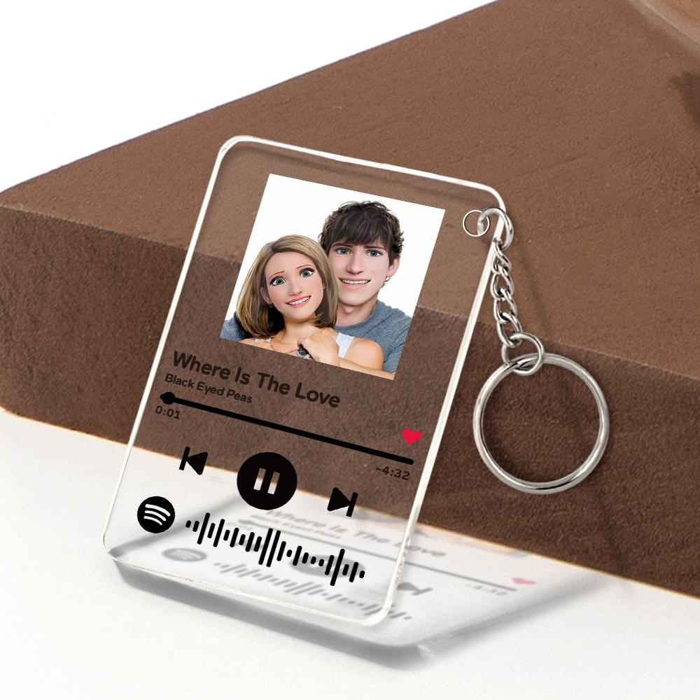 Scannable Music Code Comic Filter Plaque Keychain Music and Photo Acrylic Gifts for Couple