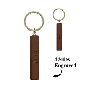 Wood Bar Keychain Custom 4 Sided Engraved Keychain Wooden Keychain