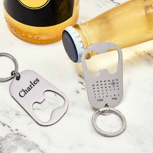 Custom Engraved Calendar Keychain Bottle Opener Key Ring Save the Date Keychain Creative Gift For Him