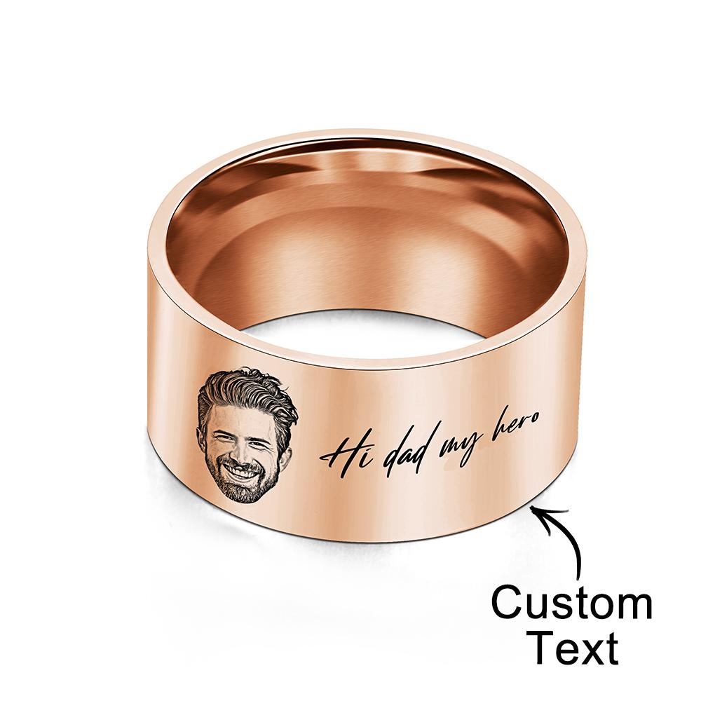 Personalised Men's Photo Ring with Engraving - Custom Father's Day Gift