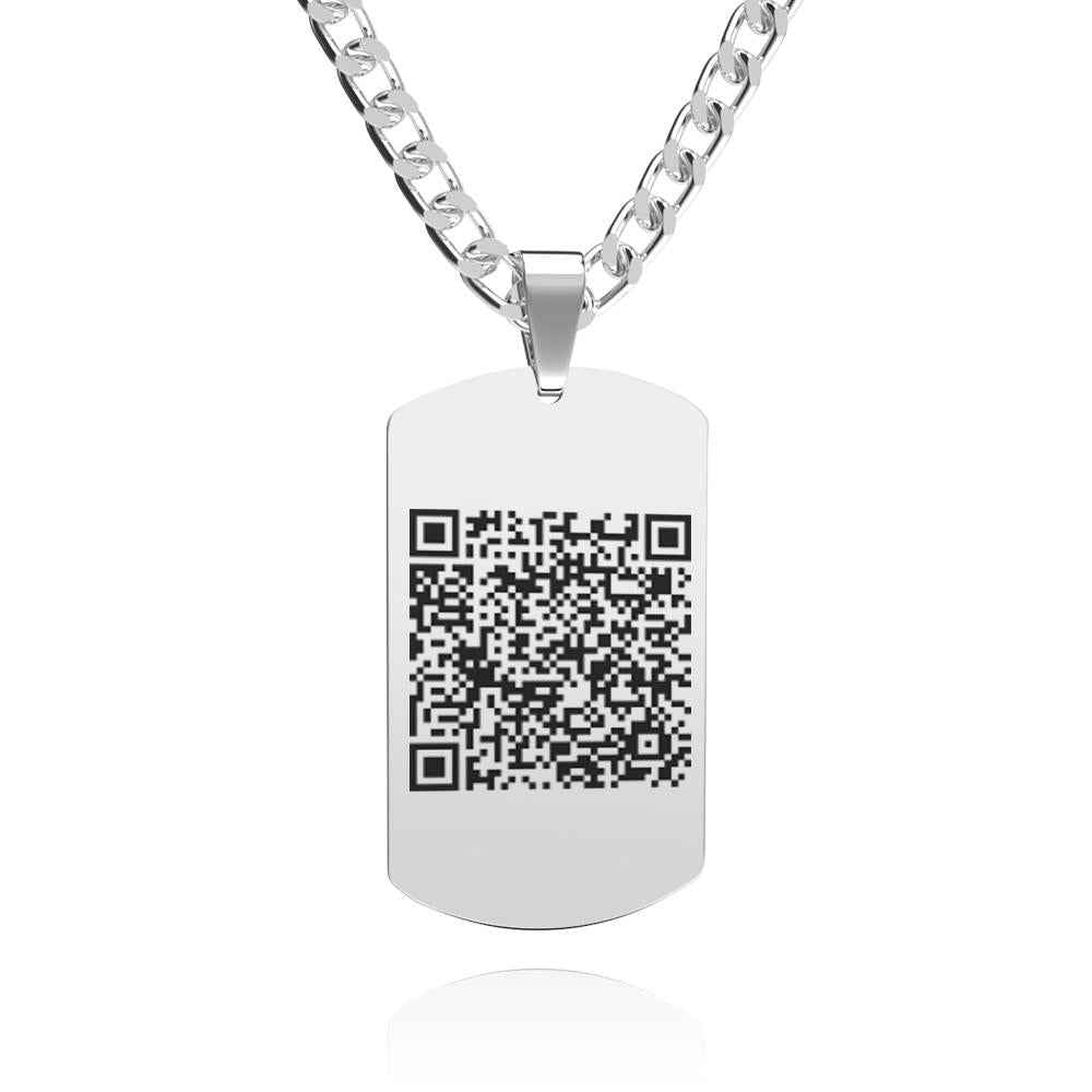 Customized Photo Men's Jewelry Engraved QR Code Necklace