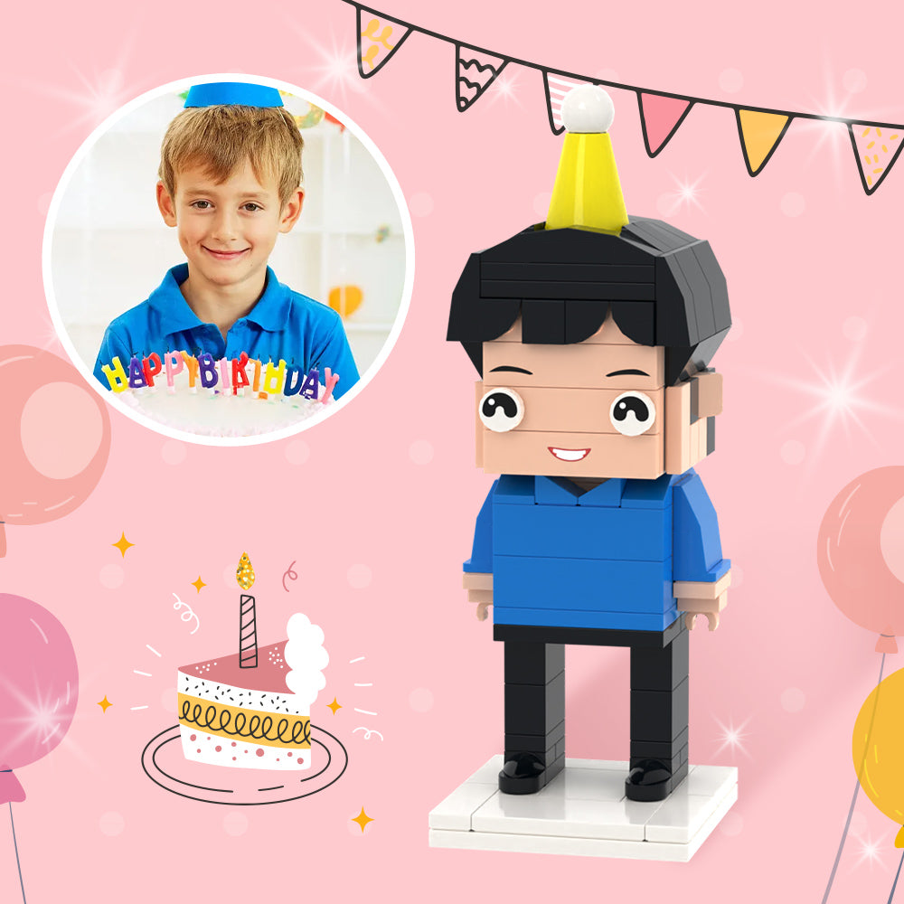 Personalised Brick Figure Portrait - Custom Photo Building Block Gift for Son Birthday